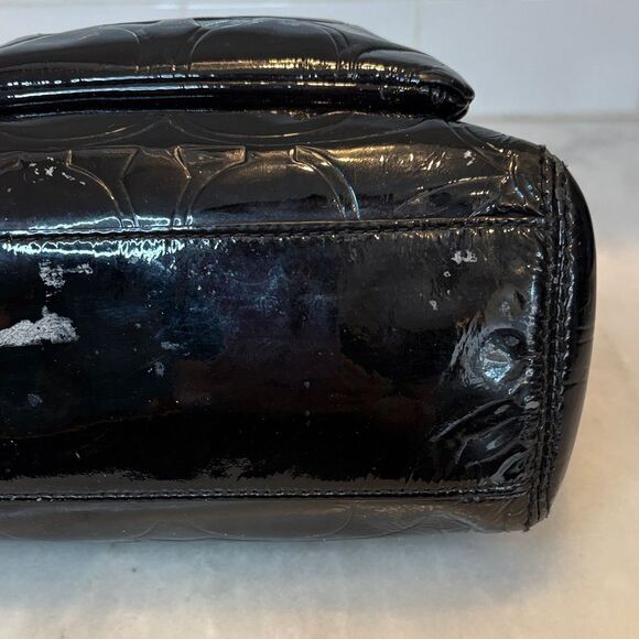 Coach Bag Purse Handbag Leather Leah Signature Embossed Patent Mini Tote Bag - Picture 9 of 16